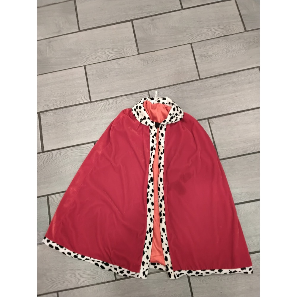 Red Velvet Royal King Queen Costume Cape Dalmatian Faux Fur Trim No. 2834
